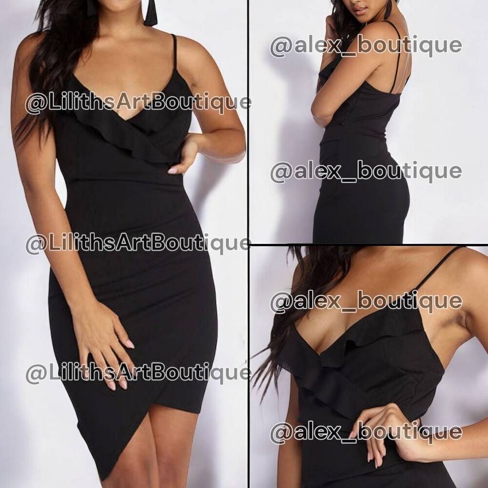 Windsor Ruffle WrapBodycon Dress(C020)-Size S for Women